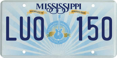 MS license plate LUO150