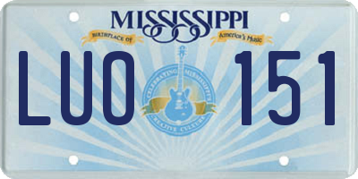 MS license plate LUO151