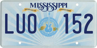 MS license plate LUO152