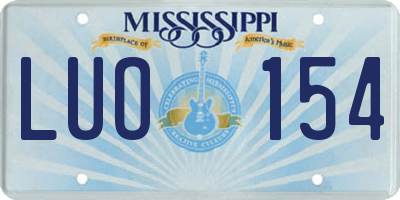 MS license plate LUO154