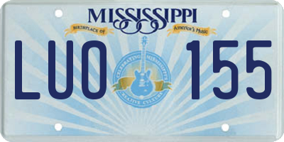 MS license plate LUO155
