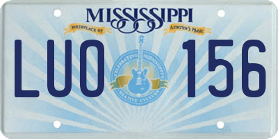 MS license plate LUO156