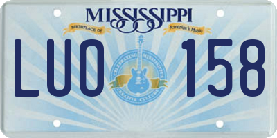 MS license plate LUO158