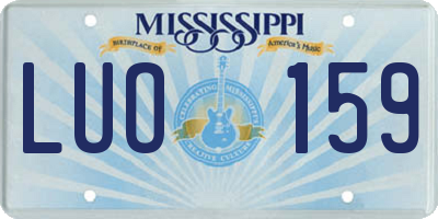 MS license plate LUO159