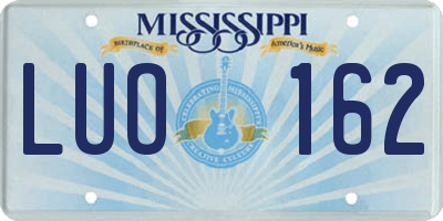MS license plate LUO162