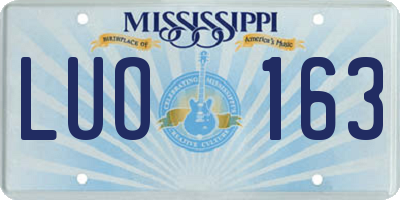 MS license plate LUO163
