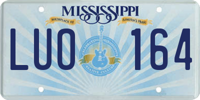 MS license plate LUO164