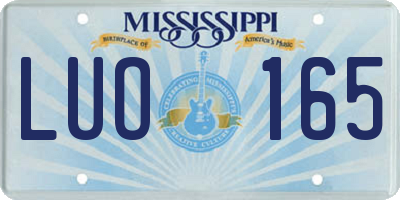 MS license plate LUO165