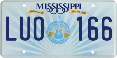 MS license plate LUO166