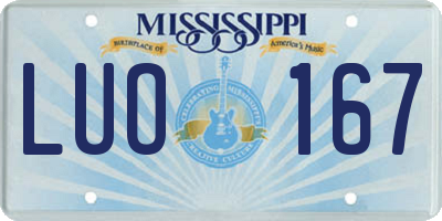 MS license plate LUO167