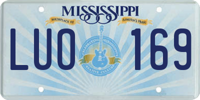 MS license plate LUO169