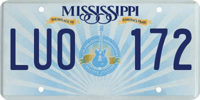 MS license plate LUO172