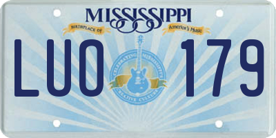 MS license plate LUO179