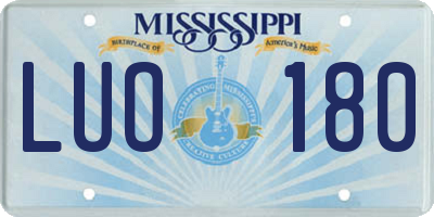 MS license plate LUO180