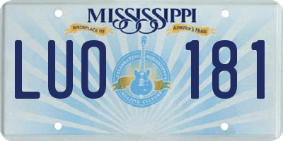 MS license plate LUO181