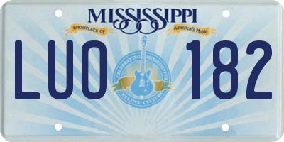 MS license plate LUO182