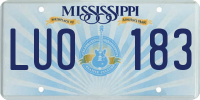 MS license plate LUO183