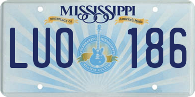 MS license plate LUO186