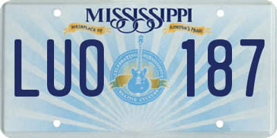 MS license plate LUO187