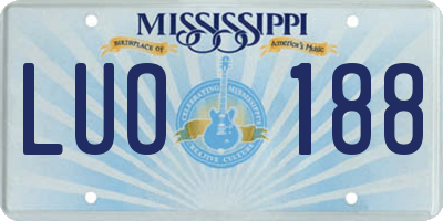 MS license plate LUO188