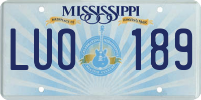 MS license plate LUO189