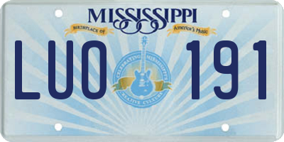 MS license plate LUO191