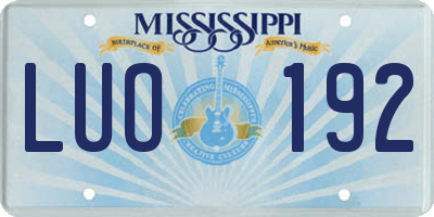 MS license plate LUO192