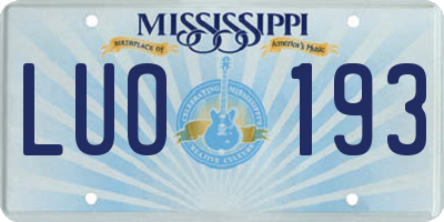 MS license plate LUO193