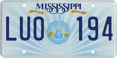 MS license plate LUO194