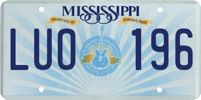 MS license plate LUO196