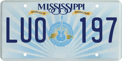 MS license plate LUO197