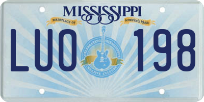 MS license plate LUO198