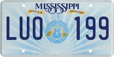 MS license plate LUO199