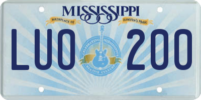 MS license plate LUO200