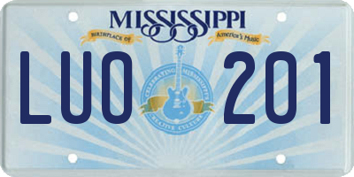 MS license plate LUO201