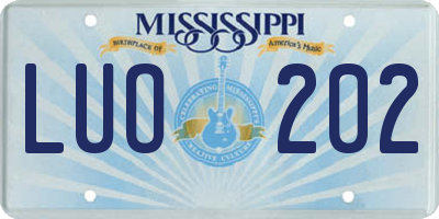 MS license plate LUO202