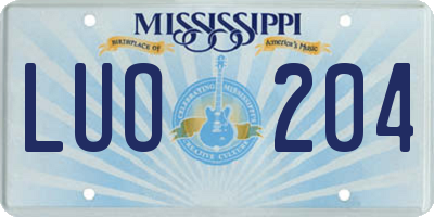 MS license plate LUO204