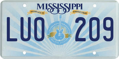 MS license plate LUO209