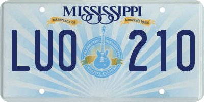 MS license plate LUO210