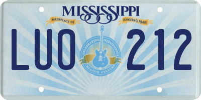 MS license plate LUO212