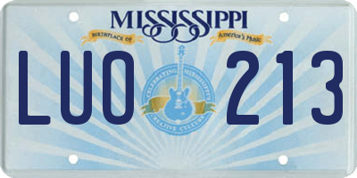 MS license plate LUO213
