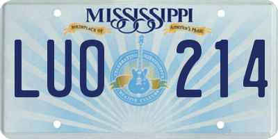 MS license plate LUO214