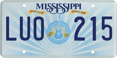 MS license plate LUO215