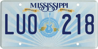 MS license plate LUO218