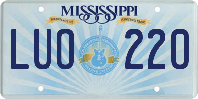 MS license plate LUO220