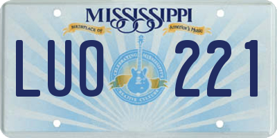 MS license plate LUO221