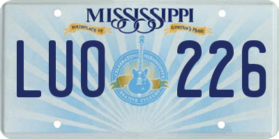 MS license plate LUO226