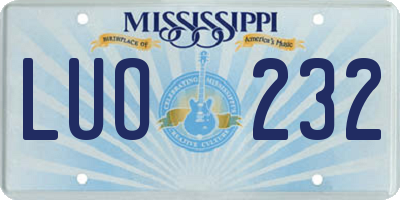 MS license plate LUO232