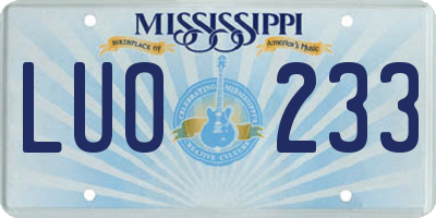 MS license plate LUO233