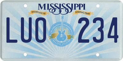 MS license plate LUO234